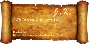 Jánossy Klotild névjegykártya